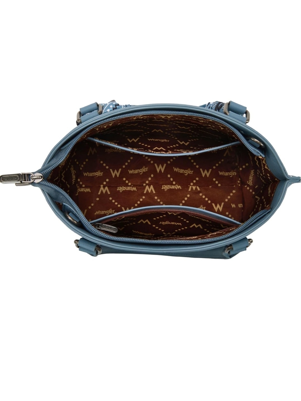 Wrangler Light Blue Paisley-Trim Top-Handle Shoulder Bag - Picture 5 of 6